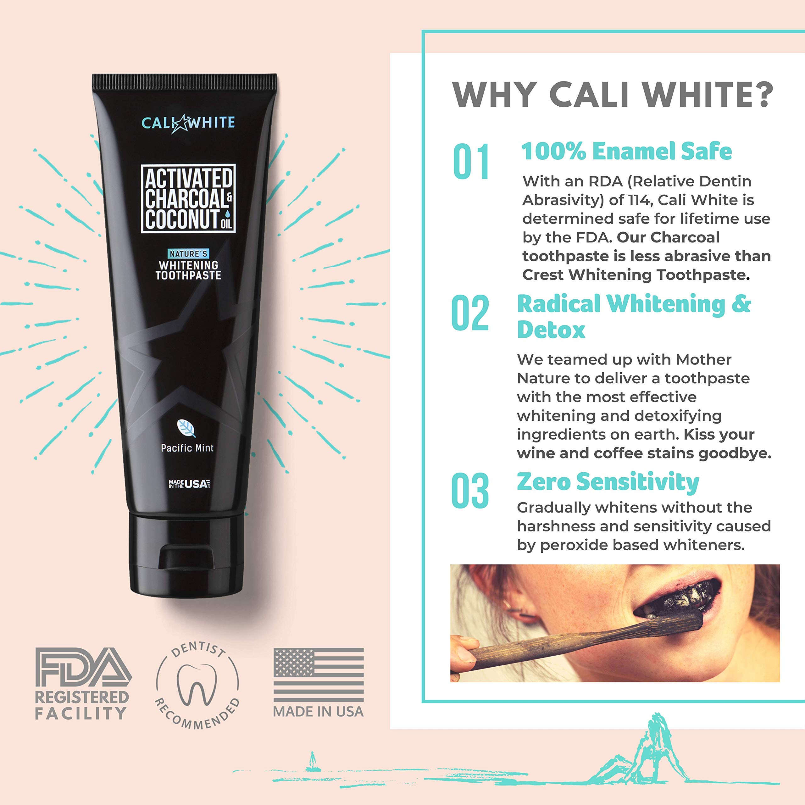 Cali White Activated Charcoal & Organic Coconut Oil Teeth WHITENING