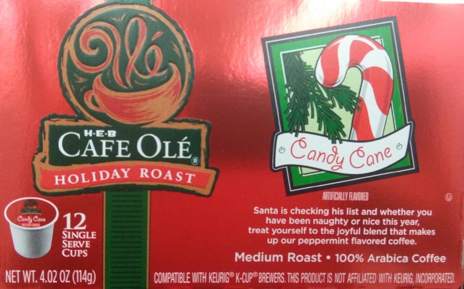 HEB Cafe Ole' Holiday Roast Single Serve Coffee Cups 12 Per Box
