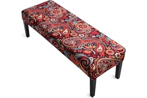 YISUN Dining Bench Covers, Stretch Seat Covers Printed Bench Covers, Rectangle Bench Slipcover Furniture Protector for Dining Room, Hotel, Bedroom, Kitchen
