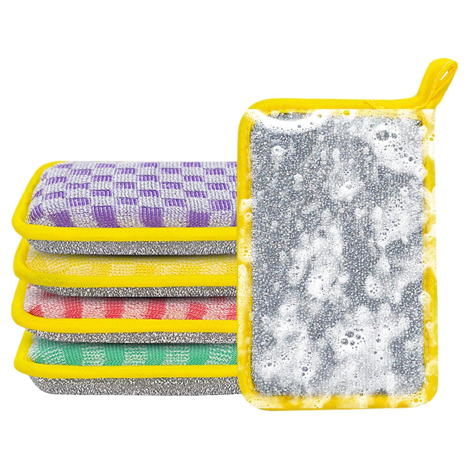 Kitchen Sponge, Two-Sided Wash Brush - Multipurpose Reusable Set for Home Sink Cleaning Dishwashing Cookware Bathroom Kitchen