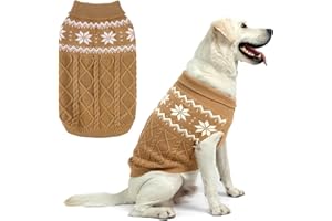 SCIROKKO Warm Winter Dog Sweater - Cold Weather Pet Clothes for Small Medium Large Dogs Indoor Outdoor, Soft Classic Knit Puppy Apparel, Khaki, M