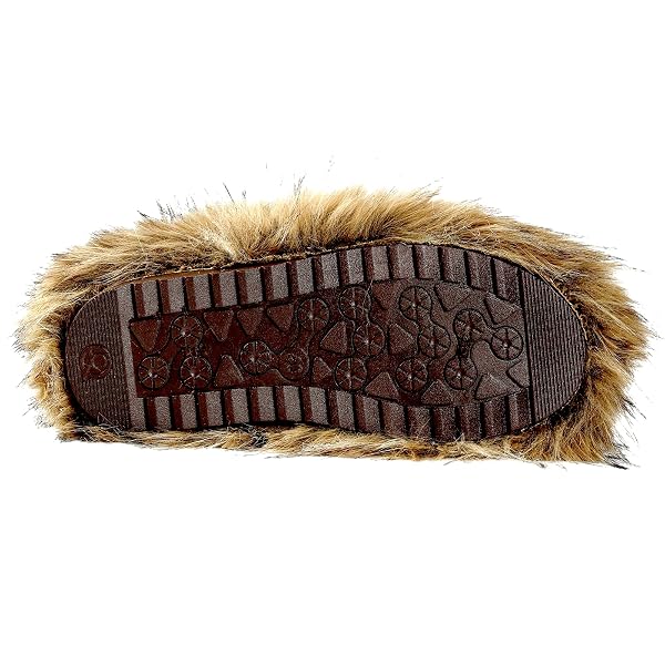 VALPEAK MEN’S FAUX FUR SNOW BOOTS, NON SLIP WINTER BOOTS, FLUFFY FURRY BOOTS FOR MEN, FLAT HEEL SNOW WARM BOOTS(BROWN,7)