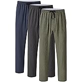 yuyangdpb Men's 3-Pack Pajama Pants Cotton Plaid Pjs Bottoms Sleep Lounge Pant Button Open Fly with Pockets