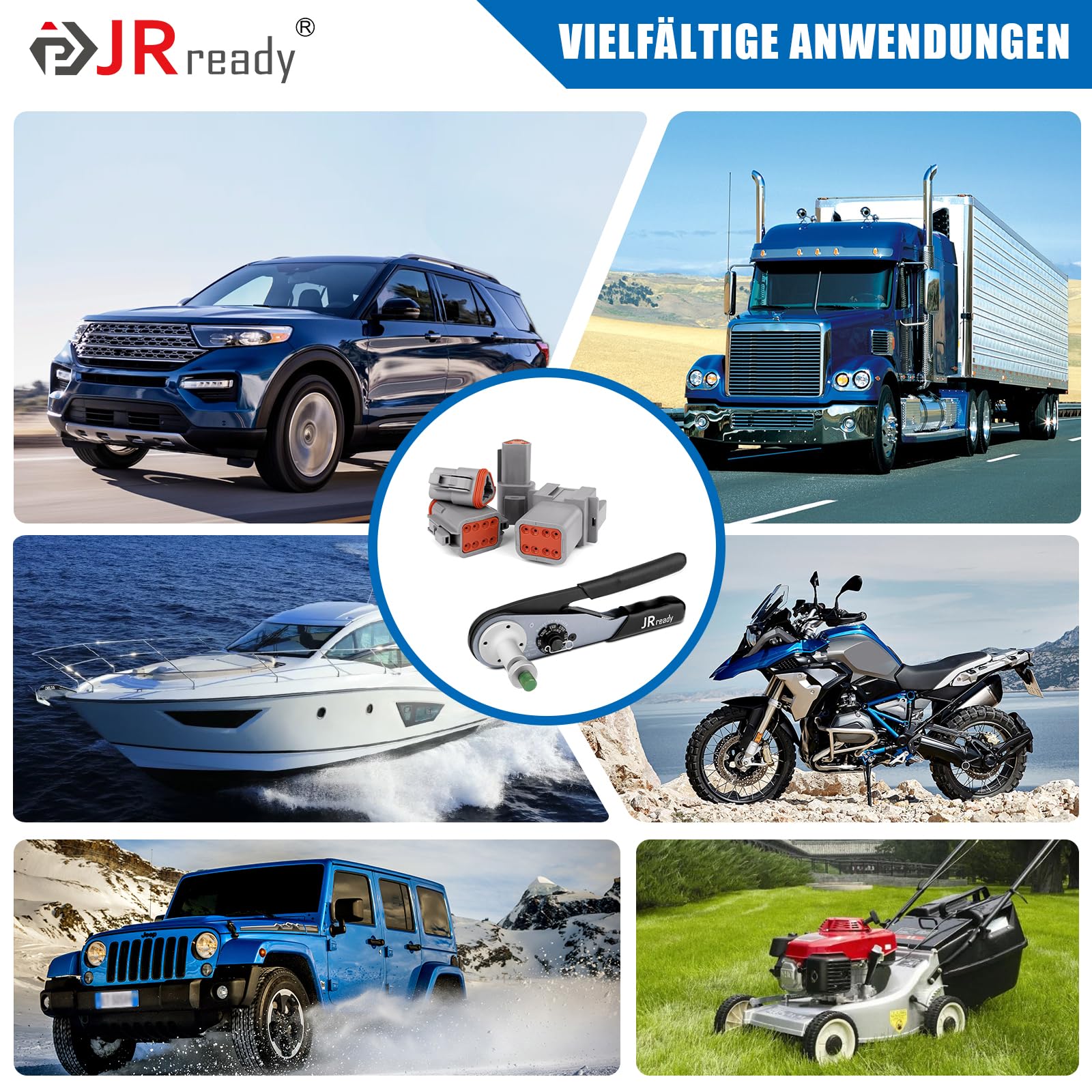 JRready DT Stecker Kit 604 PCS mit Crimpzange ACT-M202 (12-22AWG) Deutsch Stecker 2,3,4,6,8,12 polig IP68 Waterproof Größe 16 Terminal Kit 16-20 AWG Deutsch Removal Tool Repair Accessory 7