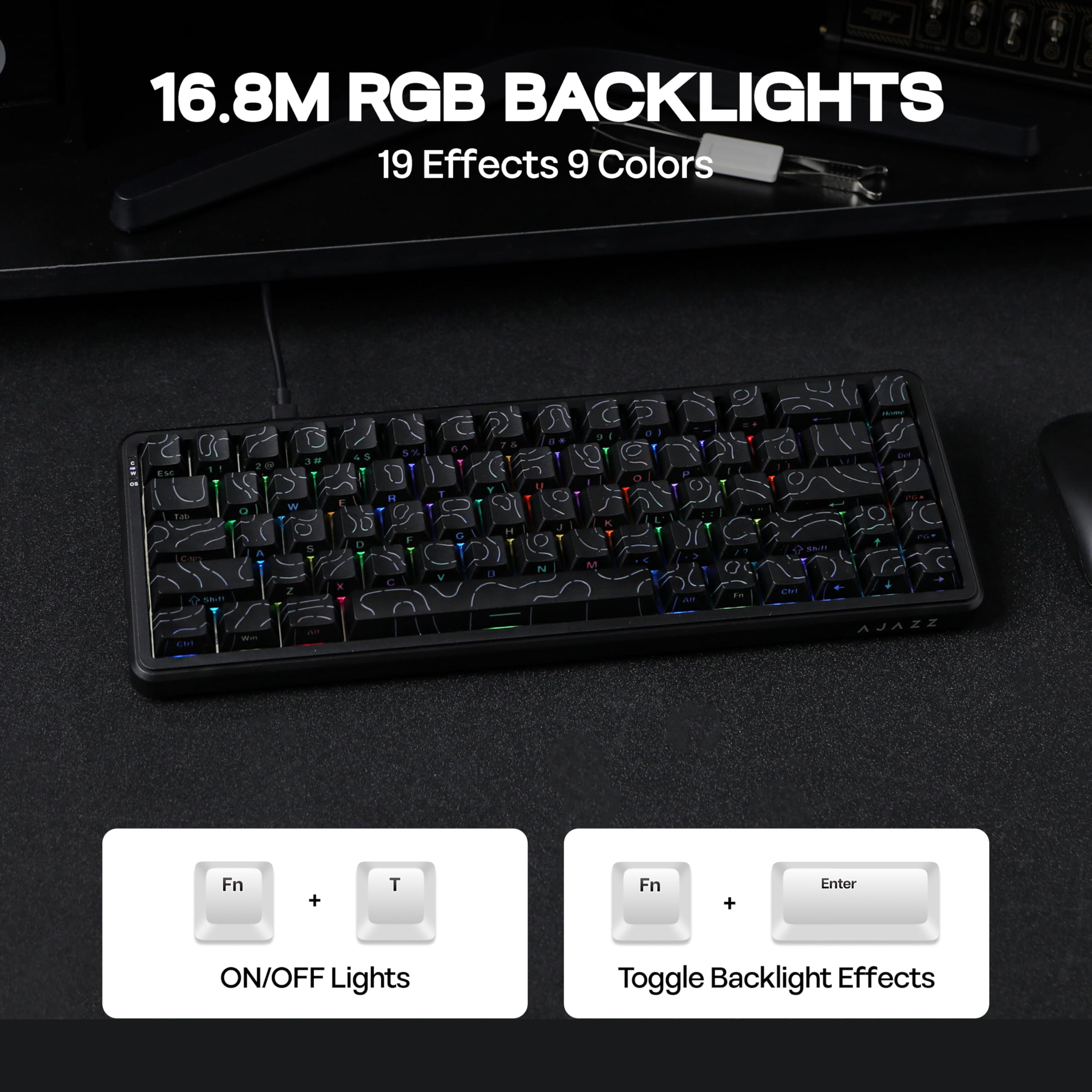 MechLands AK680 MAX Wired Gaming Keyboard with Hall Effect Switch, Rapid Trigger Magnetic Keyboard with 8K Polling Rate, Top Structure, RGB Backlight (Black Contour Line)