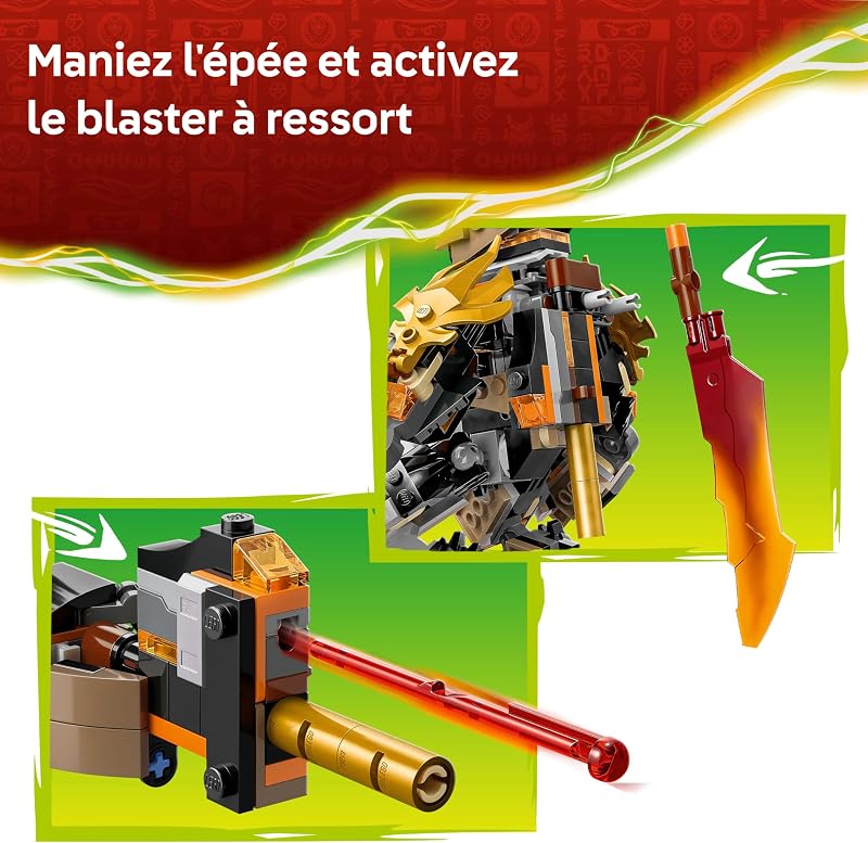 Ninjago La Mission du Robot Cole et du Dragon Zane - Jouet Ninja avec Figurine d'action, 3 Minifigurines & Sabre - Cadeau d'anniversaire pour Garçon dès 7 Ans & Fans 71854 — photo 4 sur 8