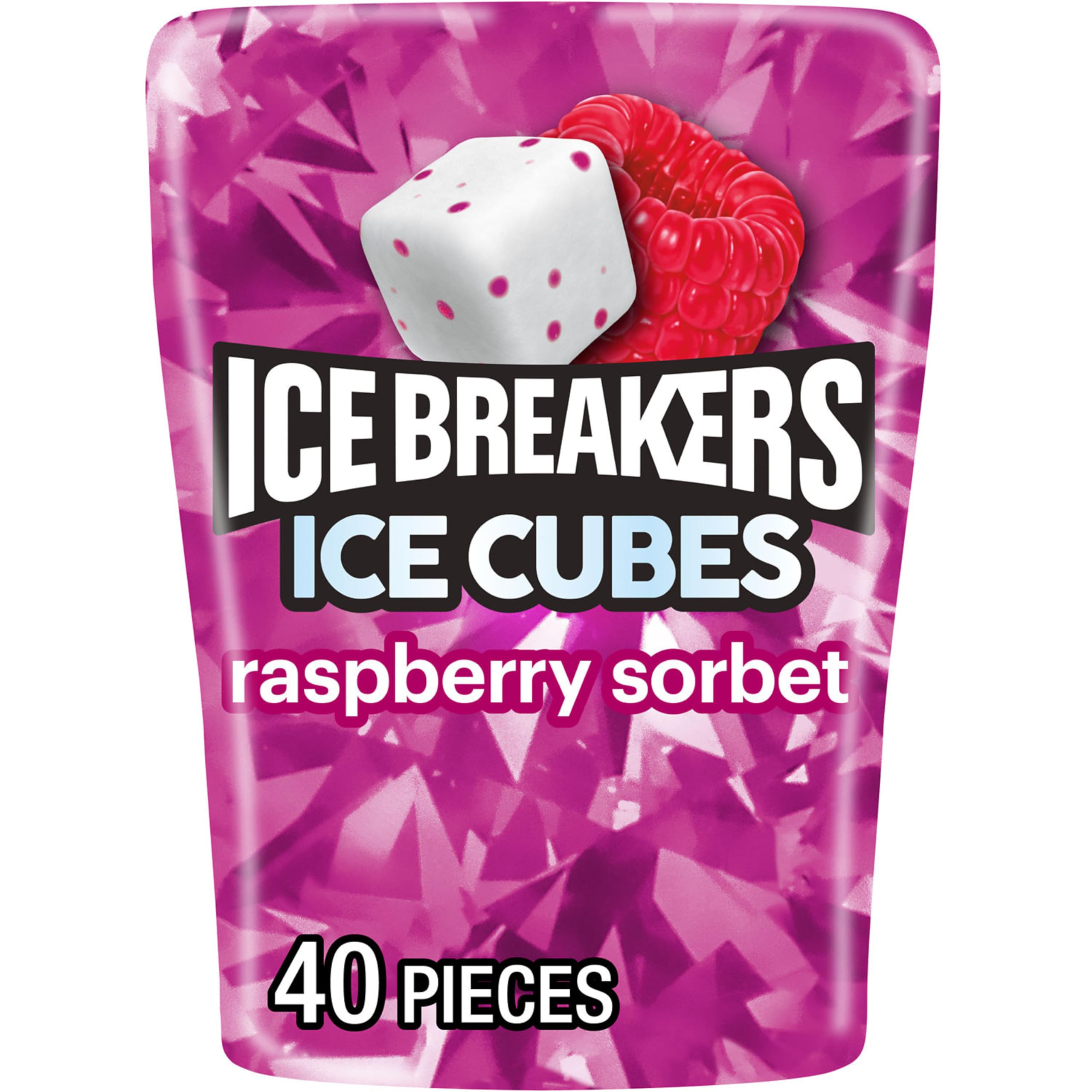 ICE BREAKERS Ice Cubes Sugar Free Gum, Raspberry Sorbet, 40 Piece