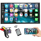 Naifay Car Stereo Double Din Radio with Bluetooth Car Audio Receivers | 7inch Touchscreen Car Radio with Backup Camera, MirrorLink, SWC, FM/EQ/USB/SD/AUX, Subwoofer