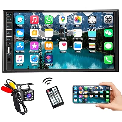 Naifay Car Stereo Double Din Radio with Bluetooth, Car Radio Touchscreen 7 Inch MP5 Player Car Stereo with Backup Camera Bluetooth, Mirror Link, FM/SWC/USB/SD/AUX, Car Audio Receivers with Subwoofer