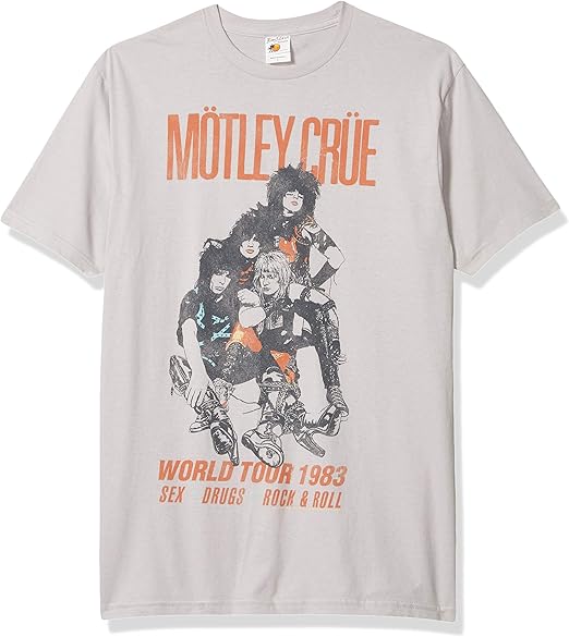 Amazon Motley Crue メンズ Vintage World Tour 19 スリムフィット Tシャツ シルバー Tシャツ カットソー 通販