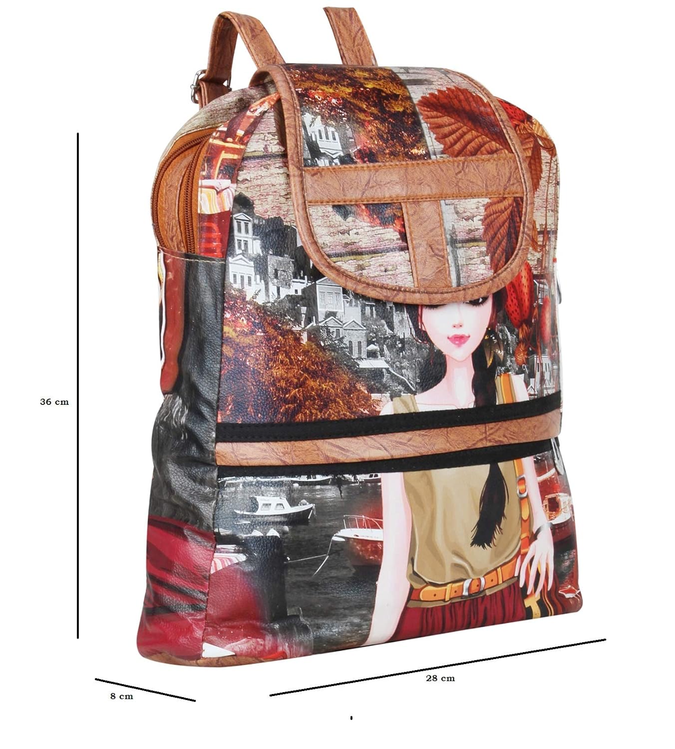 aadhunik libaas printed stylish office, tution, college & travelling backpacks for girls