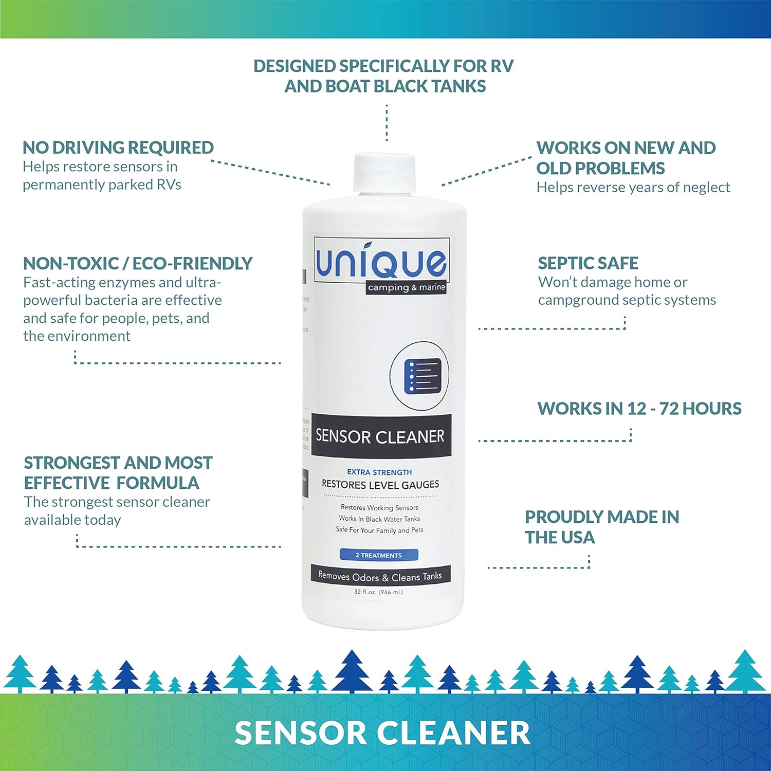 Unique Sensor Cleaner Liquid for RV and Boat Black Water Holding Tanks 32 oz. 41J-1: Automotive