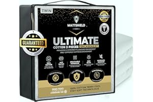 MATTSHIELD Ultimate 3-Piece Kit - Bed Bug-Proof Mattress Protector Twin - 100% Cotton Terry Surface + 2 Pillow Protectors - Z