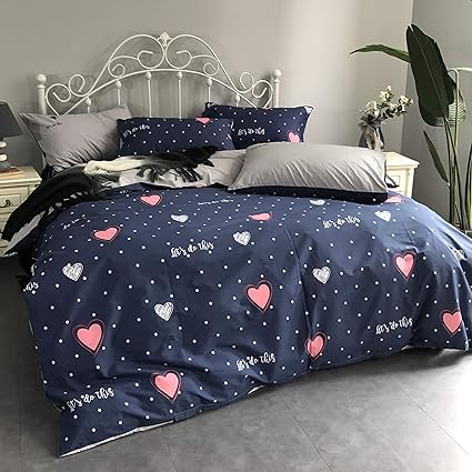 Amazon Com 3 Piece Cover Set Navy Blue And White Embroidery Duvet
