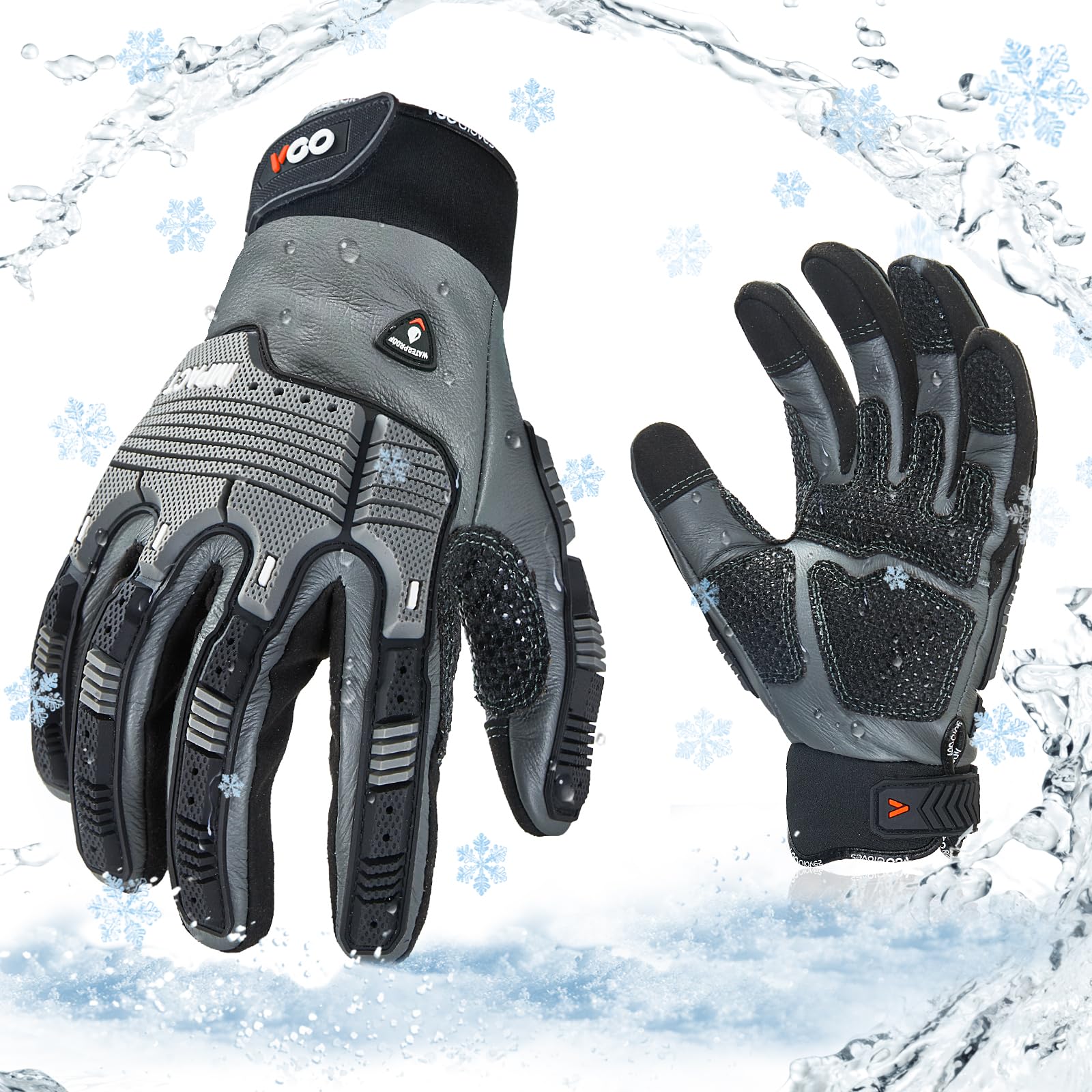 Vgo... 1Pair -20℃/-4°F Winter Work Gloves Men, Waterproof Warm Work Gloves Men, Insulated Work Gloves, Cold weather mechanics gloves, Cold Storage or Freezer Use,w/3M Thinsulate Lining (CA7722FLWP) — image 1