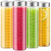 CWHHRN 25 Oz Glass Juice Bottles, 4 Pack Glass Bottles with Lids, BPA Free, Borosilicate Glass, Leak Proof Lids for Juicing, Smoothies, Infused Water, Beverage Storage, Shaker Bottles