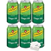 Schweppes Ginger Ale, 12oz Cans, (Pack of 6) with Bay Area Marketplace Napkins
