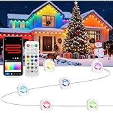 lemonlovely Permanent Outdoor Lights, 100ft with 72 IC+RGB LEDs, IP67 Waterproof Smart LED Eaves Lights with 48 Scene Modes for House Halloween Christmas Decor,Compatible with Alexa, Google Assistant