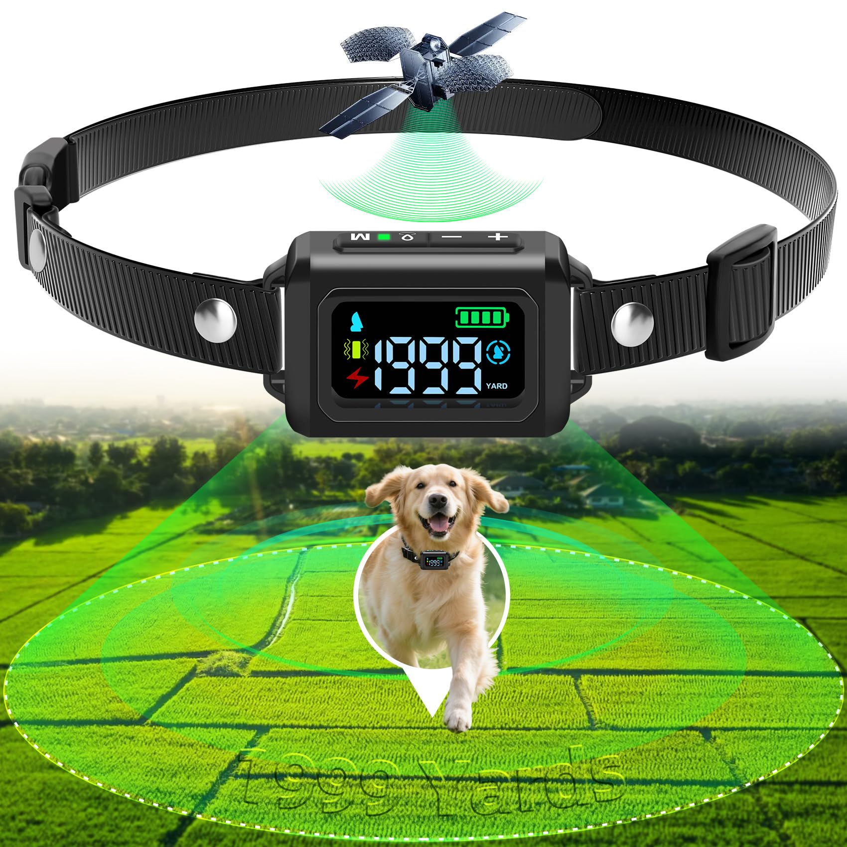 Photo 1 of GPS Wireless Dog Fence System, Invisible & Electric Fence for Dogs, Wireless Dog Fence for Outdoor Use, Control Distance from 33 Yards to 1999 Yards?Waterproof Rechargeable Collar for Dogs