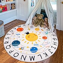 Solar System Rug HiiARug Round Kids Rug Rainbow Alphabet Nursery