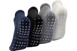CoolMate Mens Grip Socks Men Non Slip Size 6-10-13-14, Non Slip Pilates Yoga Socks for Men with Grips, Grippy