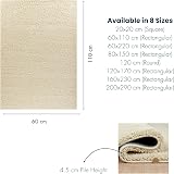 Abaseen Cream Shaggy Rug 120x170 cm Thick Pile Non-Slip Living Room view 3