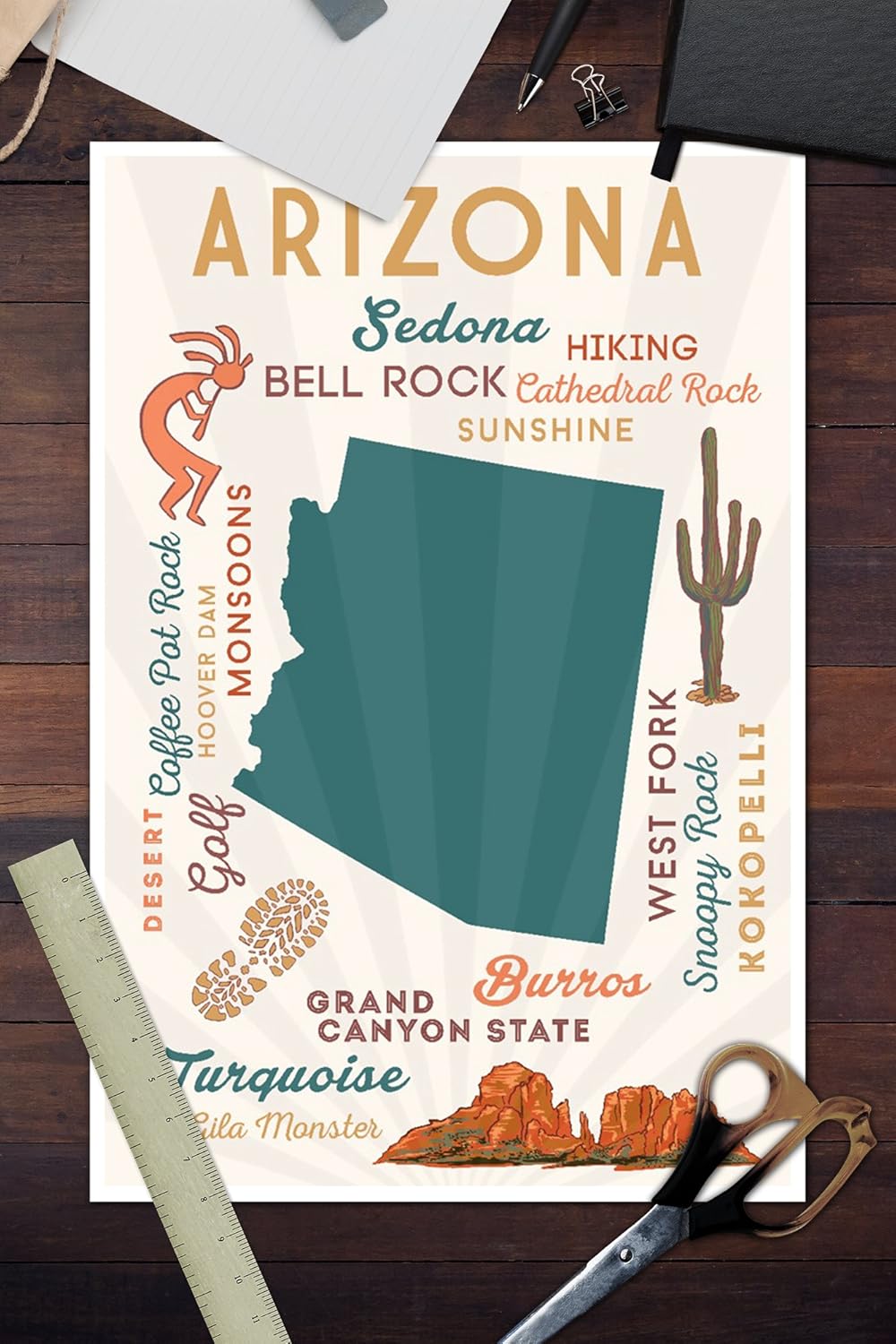 Amazon Com Arizona Typography And Icons Cheers Version 12x18