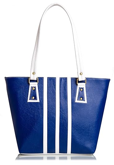 Mammon Womens Handbag (Blue White ,3Stripbw)