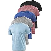 Xelky 4-5 Pack Men's Dry Fit T Shirt Moisture Wicking Athletic Tees Exercise Fitness Activewear Short Sleeves Gym Workout Top