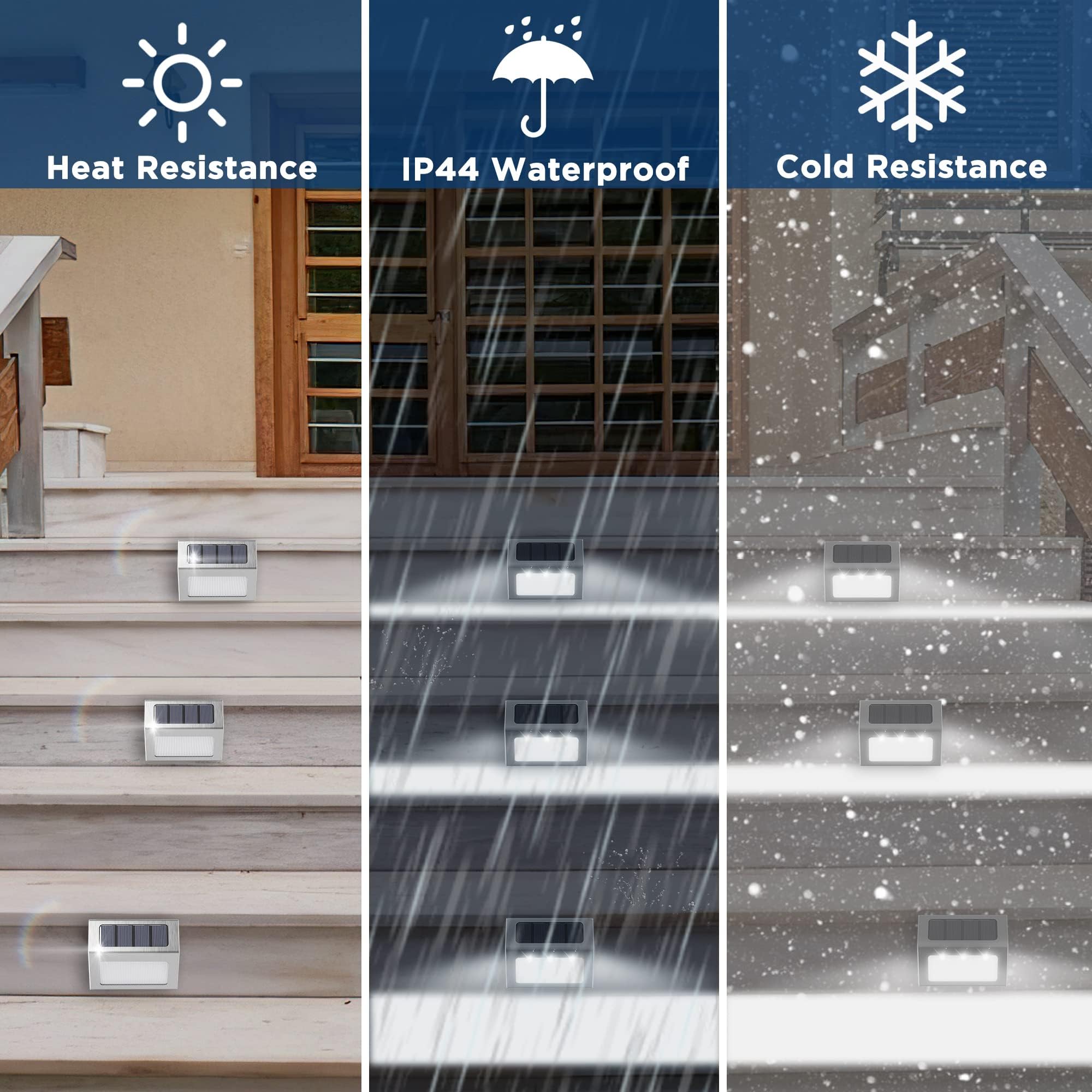 Otdair Solar Lights Outdoor Waterproof, Solar Fence Lights Auto On/Off, Bright LED Outdoor Lighting for Fence, Patio, Deck, Garden, Pathway