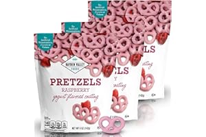 Hayden Valley Foods Raspberry Yogurt Flavored Covered Pretzels | 5 oz Bags (Pack of 3) | No Artificial Flavors, Preservatives or Colors | Pink Bulk Sweet Snacks