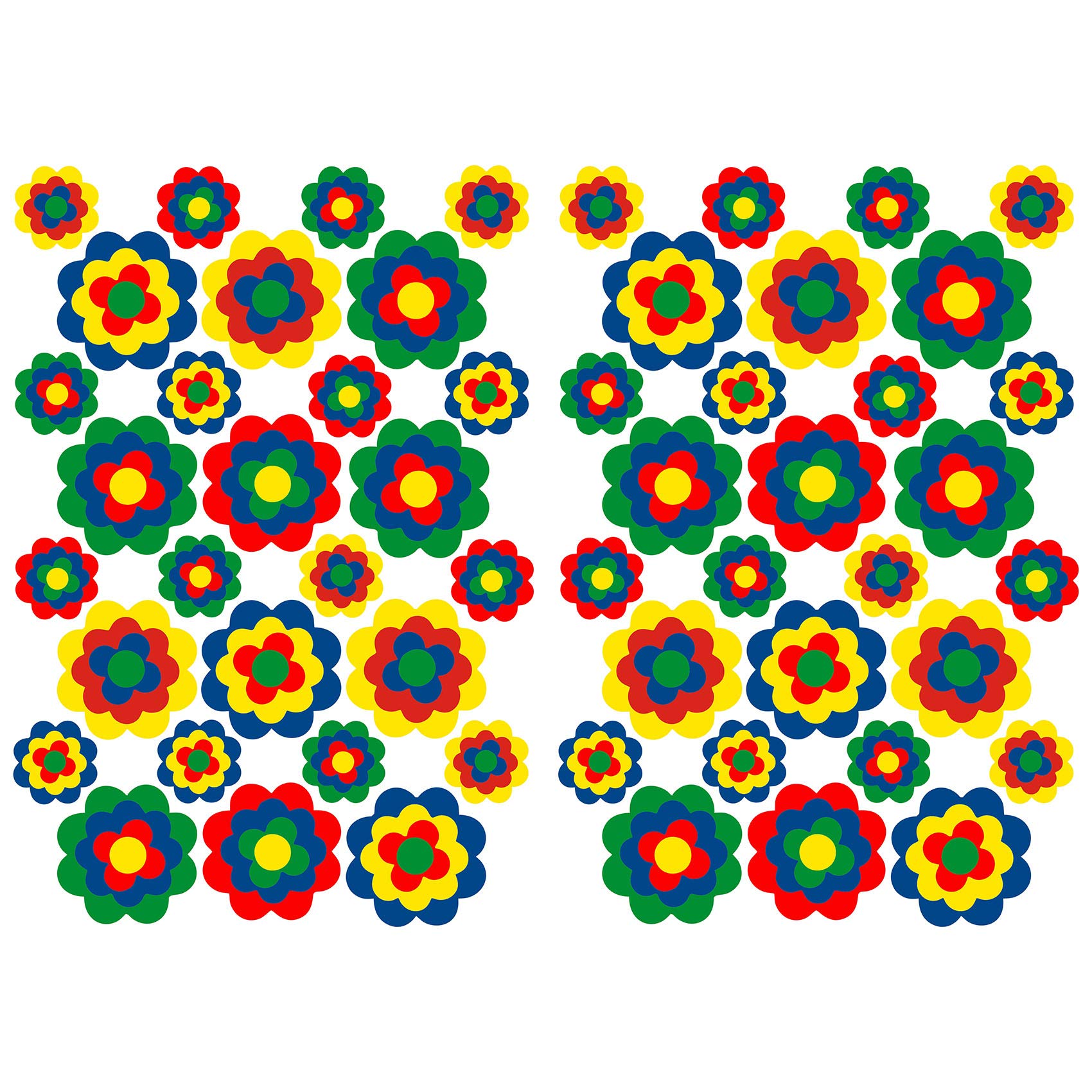 Finest Folia 56 Hippie Stickers Flowers Stickers Self-Adhesive Flower Power Decoration for Car Bicycle Bus Walls Furniture Retro Style 70s Cult Colourful Gloss (R063))