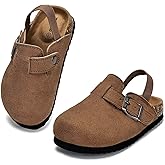 Torotto Kids Suede Clogs Toddler Boys Girls Cork Footbed Clogs with Arch Support & Adjustable Straps for Indoor & Outdoor