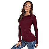 AmélieBoutik Women Crewneck Raglan Long Sleeve Cable Knit Sweater