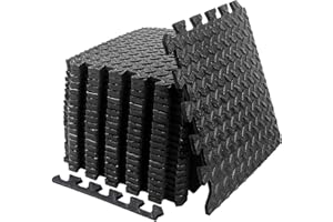 FOIFIS Exercise Mat Puzzle Floor Mat Tiles EVA Foam Gym Flooring Mats, 20 SQ.FT Interlocking Foam Floor Tiles Gym Equipment Workout Floor Pads for Home Gym, Gymnastics, Black
