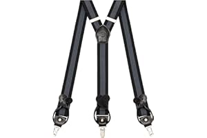 Kohentact Suspenders for Men with Clip & 6 Buttons 1.4in Y-Shape Stainless Steel