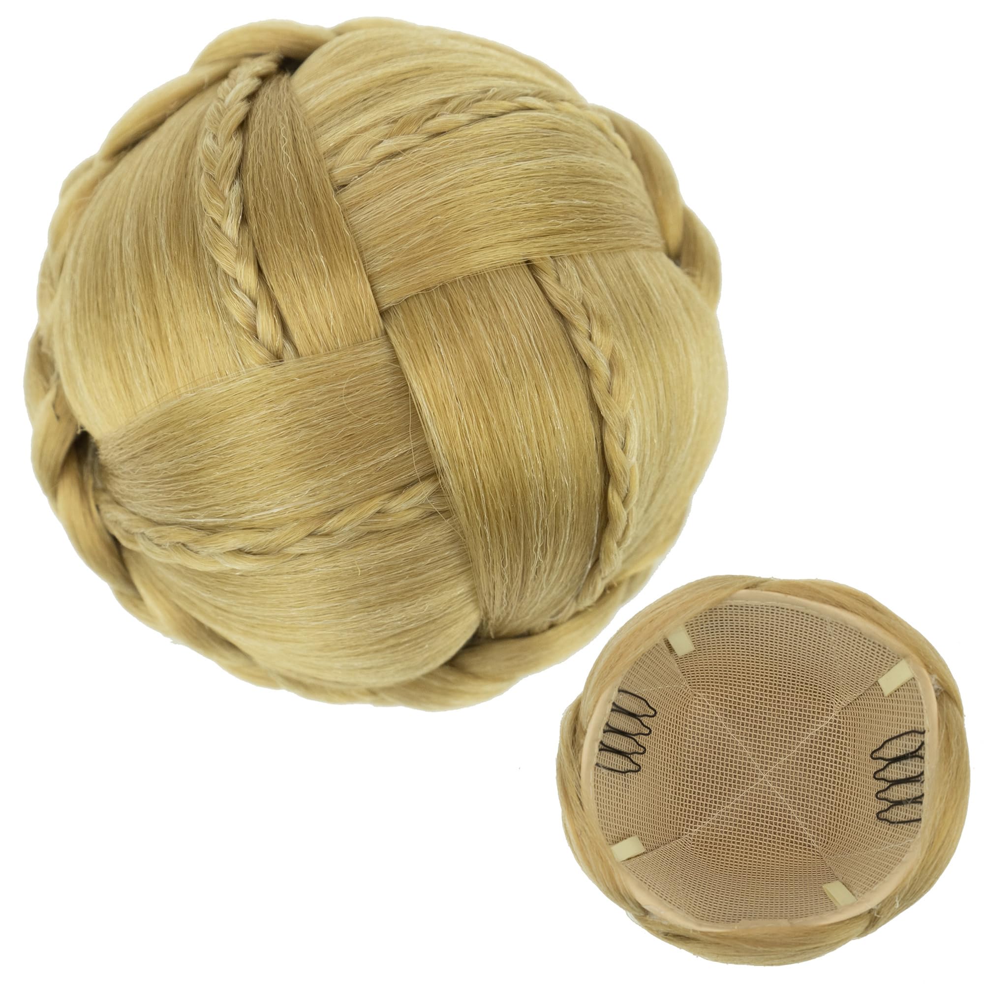 IMISSU Braided Chignon Dancer Hair Cover Donut Hairpieces Scrunchies Women Hair Buns Wig Updo for Wedding Party (M3 Ash Blonde)