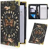 Server Books for Waitress with Zipper Pocket, Butterfly Moon Leather Server Book, Waitress Book, Cash Check Bill Receipt Holder Presenter, Guest Book Note Pad Waiter Accessories Fit Server Apron