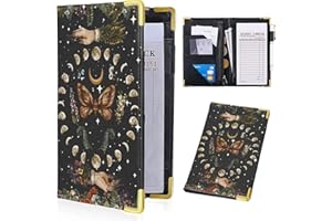AIHONMIN Server Books for Waitress with Zipper Pocket, Butterfly Moon Leather Server Book, Waitress Book, Cash Check Bill Receipt Holder Presenter, Guest Book Note Pad Waiter Accessories Fit Server Apron