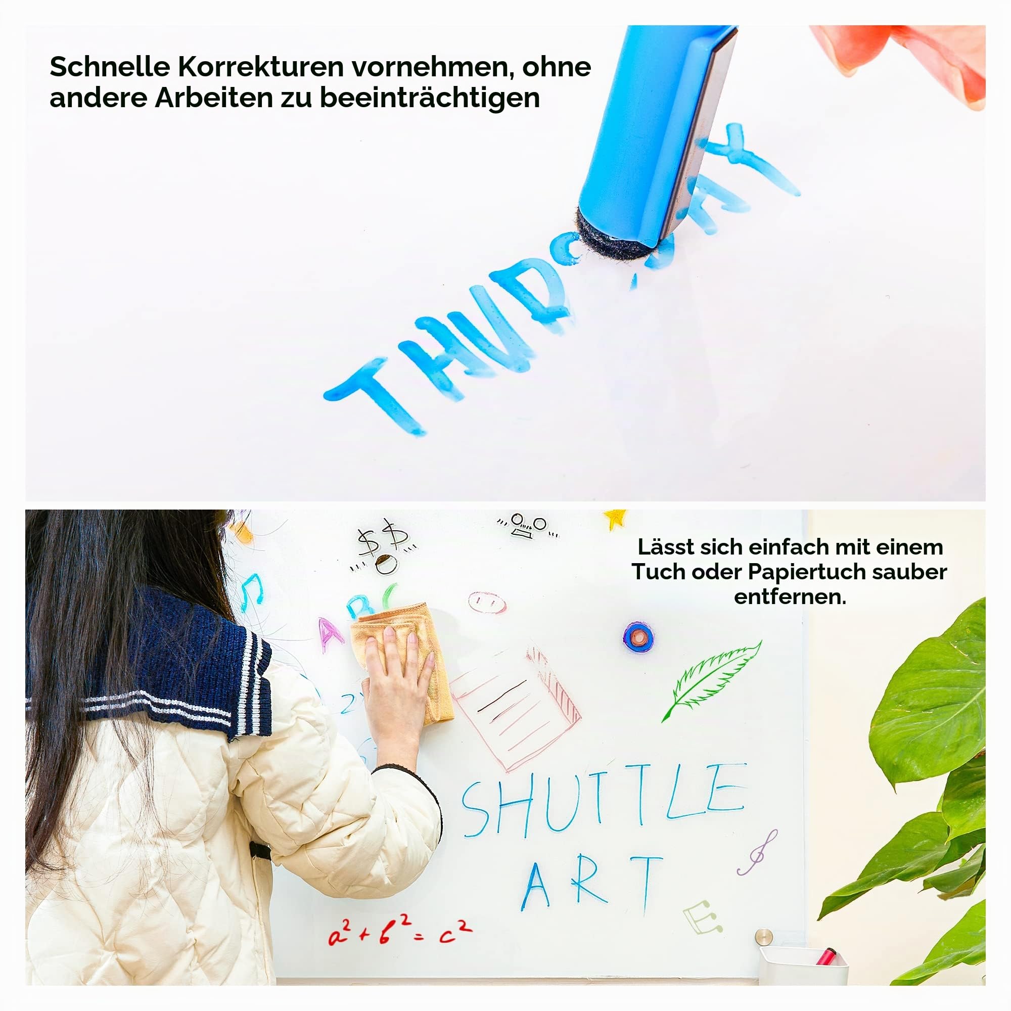 Shuttle Art Whiteboard Marker Set, 15 Farben Magnet Whiteboard Stifte mit Radiergummi, Folienstift abwischbar, Dry Erase Marker mit feiner Spitze, Flipchart Stifte für Weißwand, Schreibtafeln, Spiegel 5