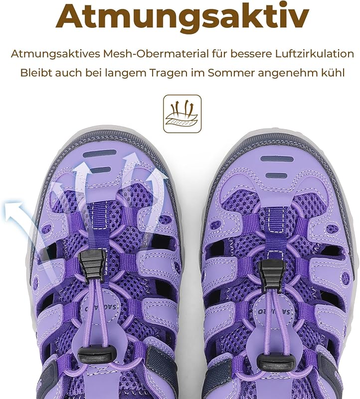 Trekkingsandalen Damen Leicht Atmungsaktiv, Violett 37