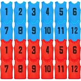Vabean 24 Pack Nylon Mesh Scrimmage Team Practice Vests Pinnies Jerseys Train Vest for Adult Sport Basketball Soccer Football