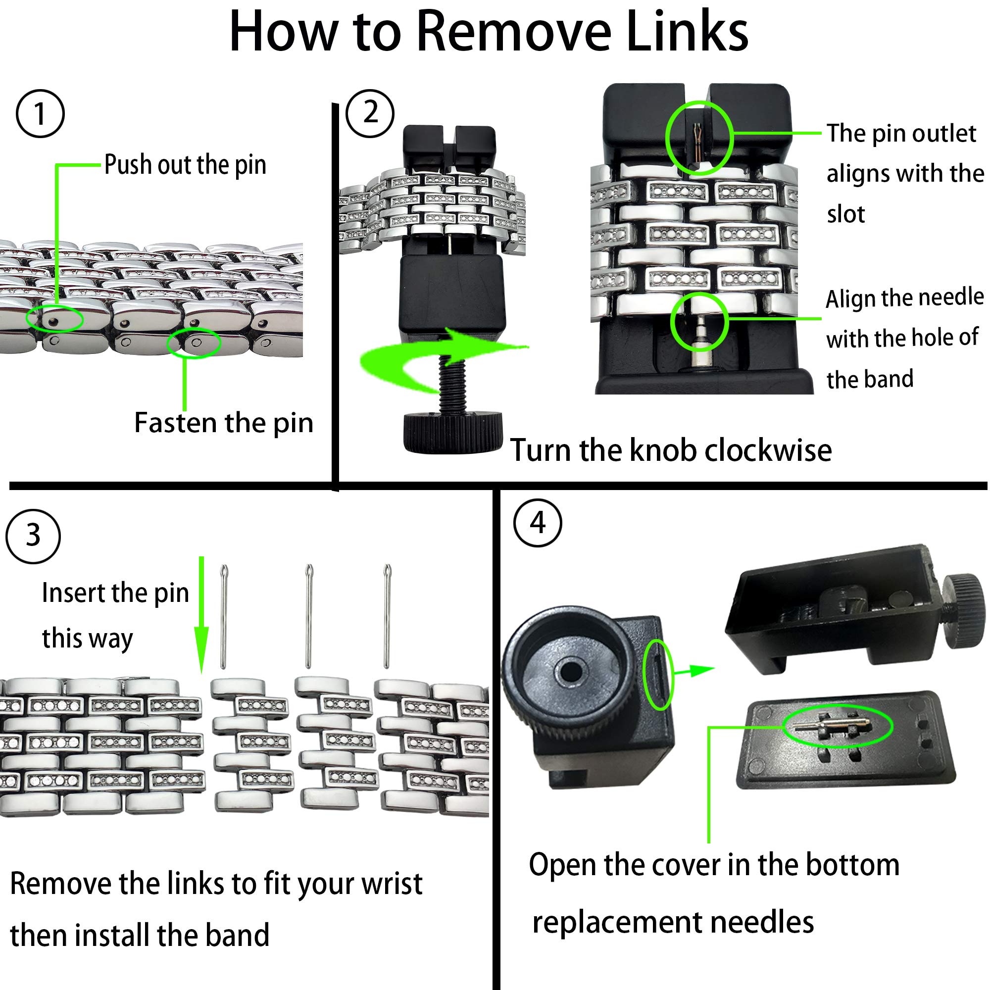 Kaleidoc Bands Compatible Fitbit Charge 2 - Metal Replacement Wristband with Premium Rhinestone Crystals, Adjustable Classy Bracelet Strap Compatible Fitbit Charge 2 Bands