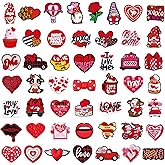 Mezeathos 50Pcs Valentine Silicone Focal Beads Love Heart Loose Rubber Beads for Pen DIY Art Craft Keychain Making Accessories(50 Styles Mix)