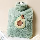 Hot Water Bottle 1L, Hot Water Bag Rubber with Soft Cover for Winter Warm, Menstrual Cramps, Pain Relief, Removable Hot Cold 