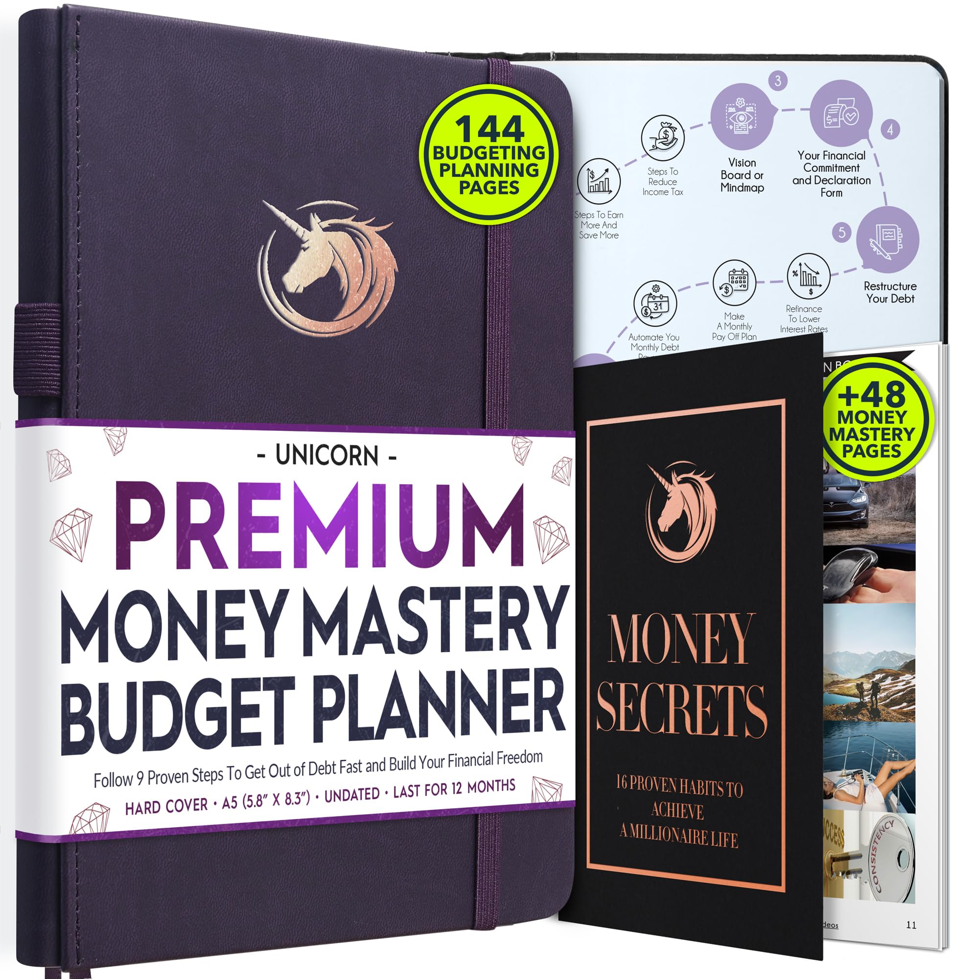 Financial Planner - Monthly Budget Planner & Monthly Bill Organizer | A 12-Month Journey to Financial Freedom | Bill Payment Tracker Organizer, Debt, Expense Tracker & Money Saving with Pockets