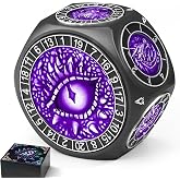 ZHOORQI 8-in-1 DND Dice Set, Metal Spinner Dice with Dual D20, Black Purple | 3D Monster Engravings &amp; Smooth Spinning &ndash; Perfect for TTRPG, D and D Dungeons and Dragons DM Gifts