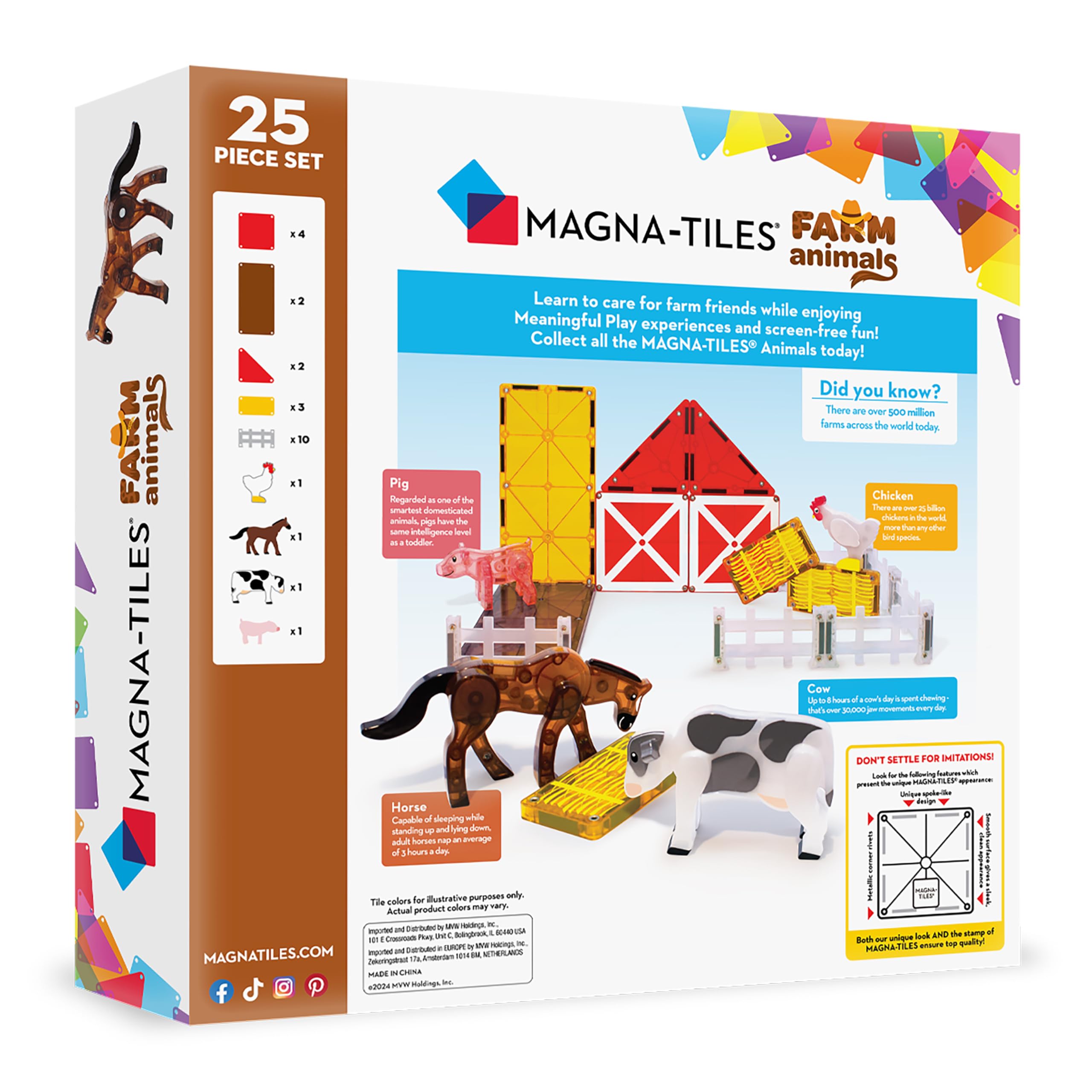 MAGNA-TILES Farm Animals 25-Piece Magnetic Construction Set, The ORIGINAL Magnetic Building Brand