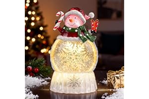 RENSULKY Musical Snow Globe,Lighted Snowman Snow Globes, LED Lights and Swirling Glitter, Christmas Snow Globes Music Box, Decoration for Adults and Kids.
