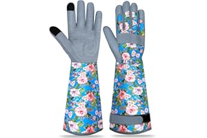 MERTURN Long Gardening Gloves for Women Thorn Proof Leather Garden Gloves Breathable Working Gloves for Women Yard Outdoor